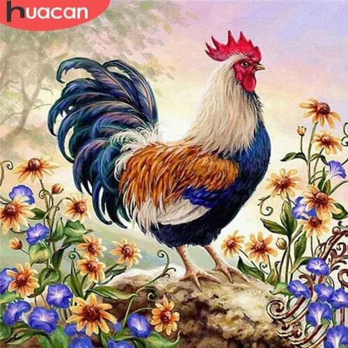 HUACAN 5d Diamond Painting Chicken Full Square/Round Drill Diamond Embroidery Cross Stitch Animal Mosaic Flower Wall Art