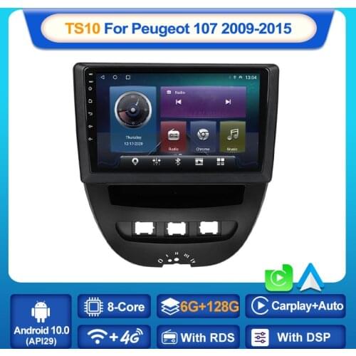 MEKEDE TS10 Car Radio with screen Multimedia For Peugeot 107 Citroen C1 Toyota Aygo 2005 - 2014 Android Auto CarPlay 2 din DVD