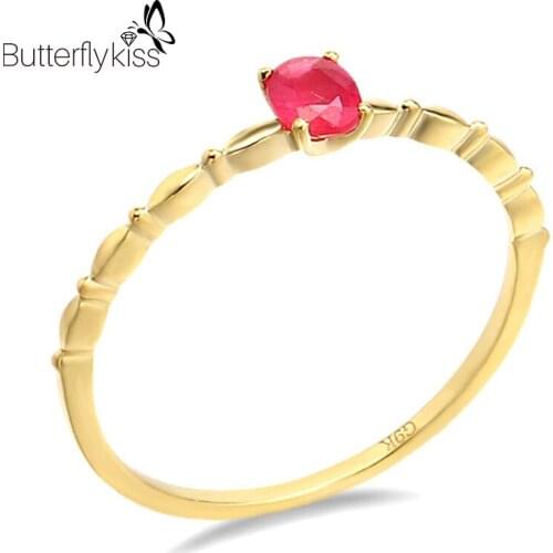 BK 9K Genuine Gold 585 Ruby Rings Colorful Gemstone Simple Fashion Fine Jewelry For Women Wife Wedding Anniversary Best Gift
