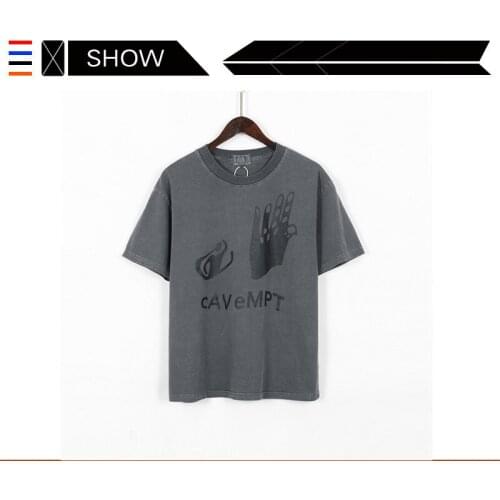 Cavempt wash used palm print short sleeve T-shirt CE original suzerain mens and womens loose summer half sleeve