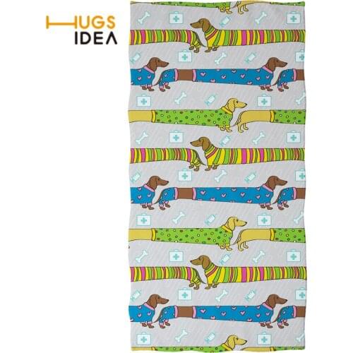 HUGSIDEA Cartoon Dachshund Pattern Warmer Soft Cotton Towel Border Durable Travel Swimming Sport Toalla Shower Beach Towel