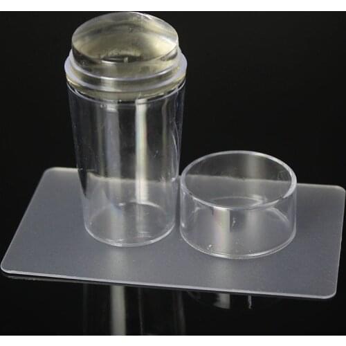 Kimcci Nail Art Stamper Set Templates Pure Clear Jelly Silicone nail stamping plate Scraper Transparent Nail Stamp Nail Art Tool