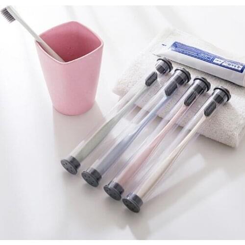 Creative toothbrush with tube, wheat straw toothbrush, travel, family pack, bamboo charcoal toothbrush