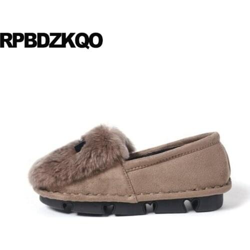 Round toe comfortable china ladies suede slip on fur winter large size flats chinese designer shoes women luxury 2019 resistant