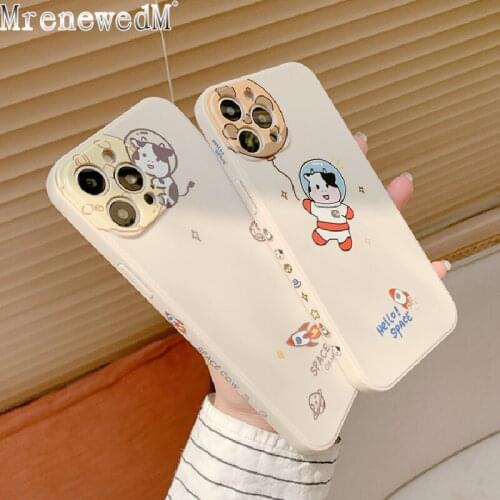 Cute Cartoon Soft Liquid Silicone Case For iPhone 12 11 Pro Max 7 8 Plus X XR XS MAX Mini SE 20 Astronaut Shockproof Back Cover
