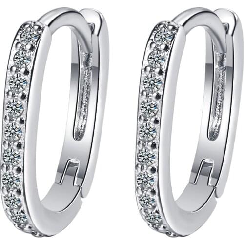 925 Sterling Silver Crystal Piercing Oval Studs Earrings For Women Girls Wedding Engagement Jewelry Accessories eh1289