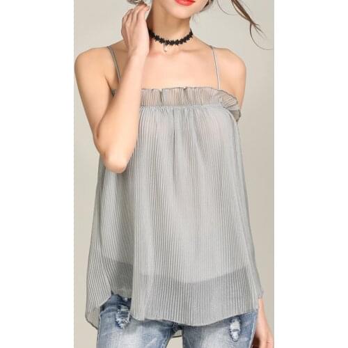 Fashion Chiffon Tank Tops Women Camisole Summer Sexy Sleeveless Vest Female Shirt Casual Korean 2019 New Loose Feminino Camis