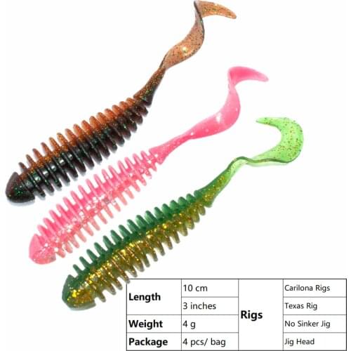 Big Rock Soft Lures Baits Pulse Worm Grubs 3 inches 4g 10cm Jig Head Texas Fishing Bait Spin Trout Soft Fishing Lures