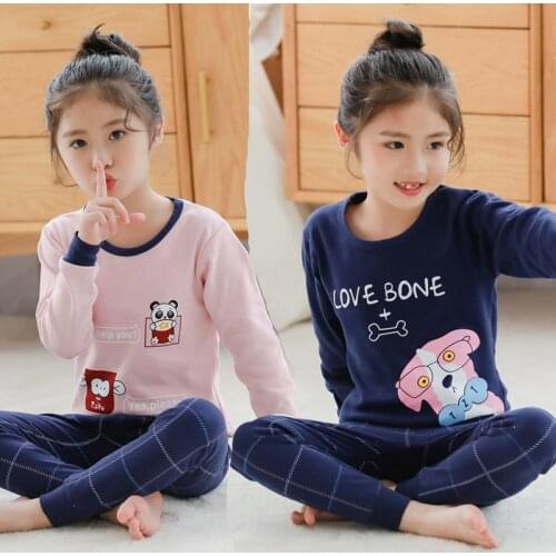 New Autumn Boys Girls Sleepwear Cartoon Pajamas Sets Long Sleeved Pyjamas Kids Childrens Homewear Night Suit Pijama Infantil