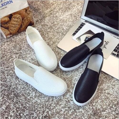 New popular womens small white shoes comfortable breathable hollow womens shoes sleek minimalist flat shallow lazy shoes
