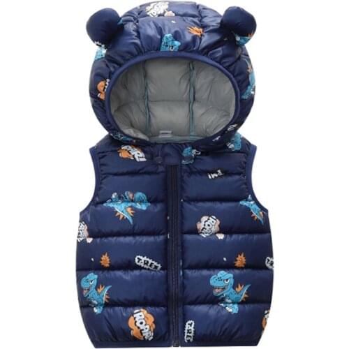 Autumn Winter Warm Down Hooded Waistcoats For Kids 2021 Toddler Baby Girls Boys Vest 4 Color Children Jacket Birthday Present