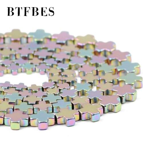 BTFBES Light Purple Cross Hematite Natural Stone Charm Loose Beads For Earrings Jewelry Making Accessories Wholesale 6/8/10mm