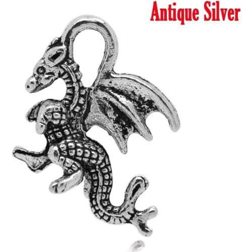 DoreenBeads 50 Silver Color Winged Dragon Charm Pendants 21x14mm (B15017) yiwu