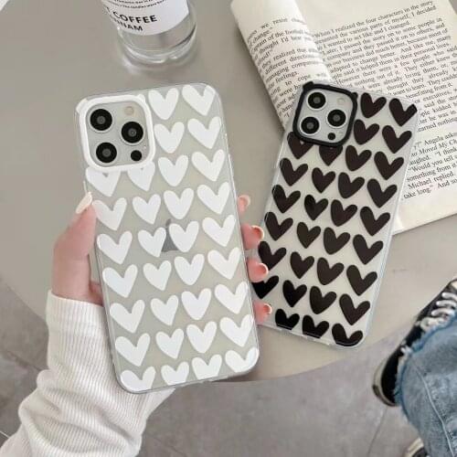Simple Transparent Love Heart Phone Case for iPhone 11 12 Pro Max Xs Max Xr 7 8plus Clear Bumper Soft Tpu Back Cover Case