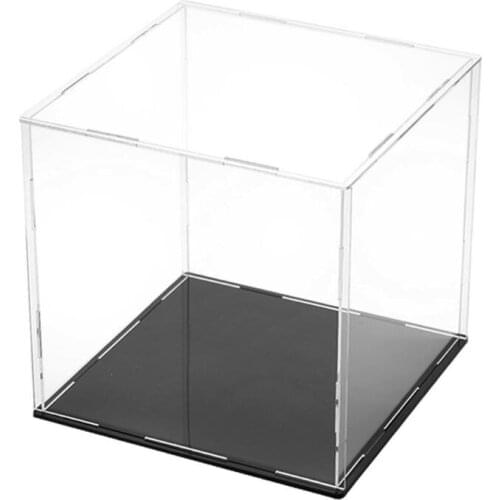 HX5D Clear Acrylic Showcase Dustproof Black Base Model Toy Display Case Action Figures Collectibles Countertop Box