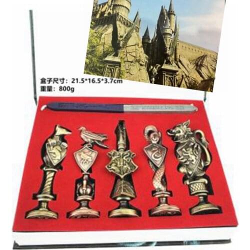 Harri Seal Stamp Vintage Alphabet Wax 3D Metal Badge Seal Potter Sets Hermione Magic Wand Weapon Toy for Children Gift