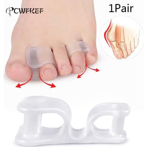 2Pcs Silicone Gel Big Toe Two Hole Thumb Valgus Toe Separator Foot Fingers Protector Corrector Pedicure Foot Care Tool