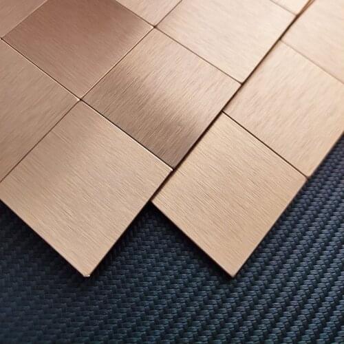 Light luxury Rose gold Metal mosaic tile 1 box 11pcs Self-adhesive Aluminum Plastic wall stickers for KTV Entertainment Bar