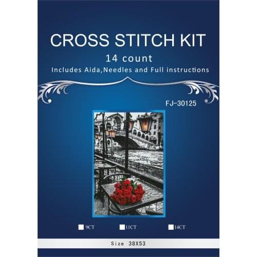 Scenery windows flowers Stitch 14CT similar DMC Cross Stitch,Sets Embroidery Kits Counted Cross-Stitching FJ-30125