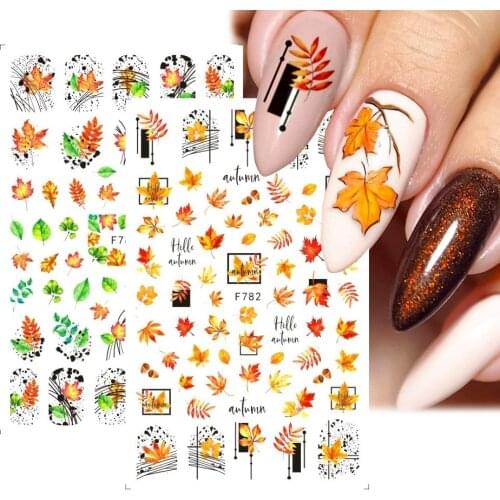 1 Sheet Nail Art Water Transfer Stickers Autumn Maple Leaf Mixed Beauty Full Wraps Watermark Manicure Tattoo Decals