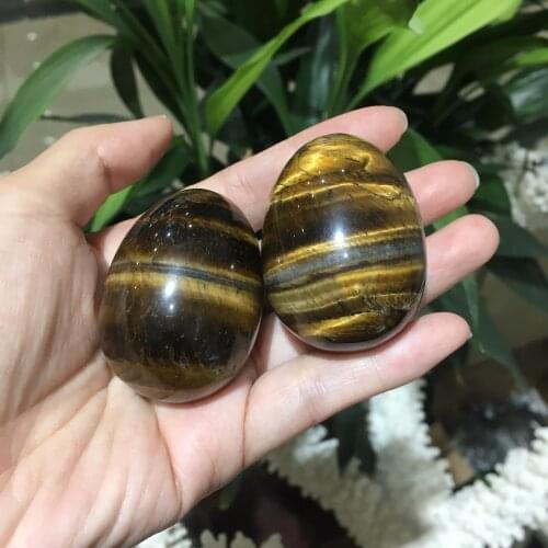 1pcsNatural Tigers-eye Egg Stone Quartz Crystal Egg Healing Egg