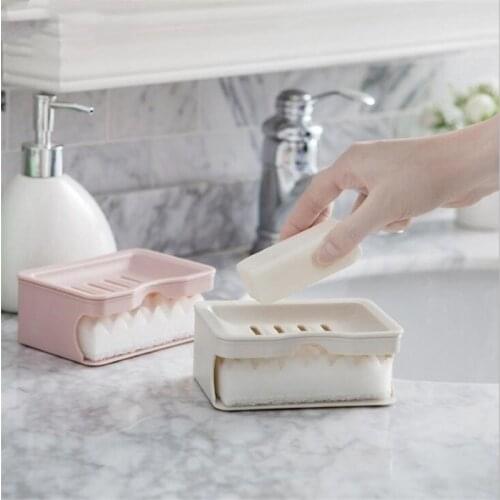 1 Pcs Simple Household Separable Have Sponge Double Grid Drain Soap Box Double Floor Soap Box Bathroom Accessories