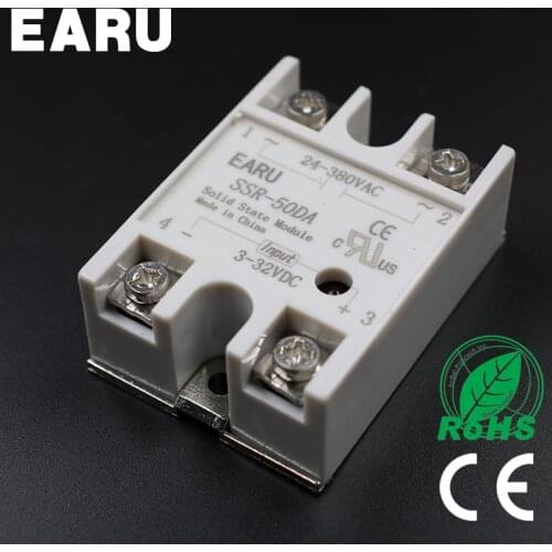 1PC SSR-50 DA SSR-50DA 50A SSR Relay input 3-32VDC output 24-380VAC for PID Temperature Controller Moudle Voltage Transformer