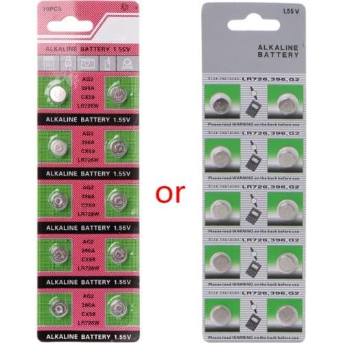 10PCS Alkaline Batteries AG2 1.5V G2 396A LR726 SR726W GP397 1164SO SR59W SR726 Coin Button Cell Watch Toys Clocks Drop Shipping