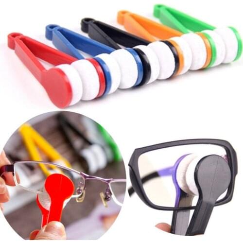 Portable Multifunctional Glasses Cleaning Rub Eyeglass Sunglasses Spectacles Microfiber Cleaner Brushes Wiping Tools Mini 2 Pcs