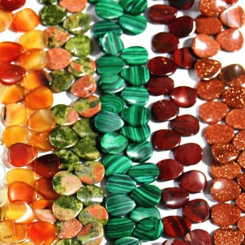 24pcs 14*18mm Fashion Natural Stone Leaf Beaded DIY Bracelet Necklace Jewelry Making