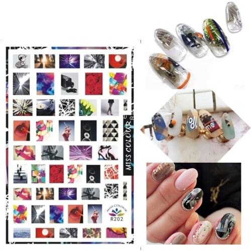3D Stickers for Nails Lovely Photo Square Nail Foil Sticker Adhesive Stickers for Manicure Nail Art Decoration Accessories