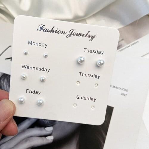 4 Pairs White Pearl Geometry Mixed Styles Earrings Set For Women Jewelry On Ear Ball Stud Earrings Kit 2021 Fahion Gift