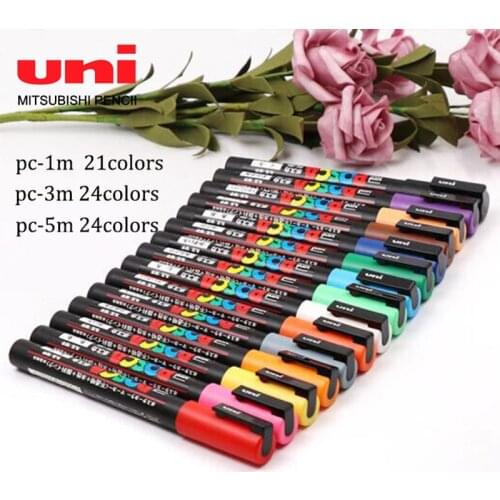 21Colors/24 colors UNI POSCA PC-3M/1m/5m advertising graffiti highlight pen acrylic marker