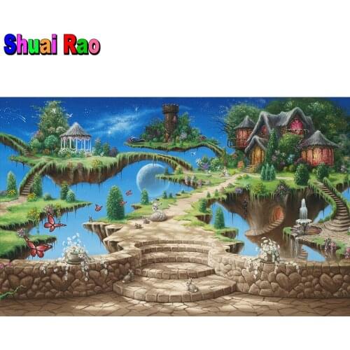Fantasy fairytale castle 5d diy diamond painting full drill mosaic art cartoon landscape diamond embroidery children room decor