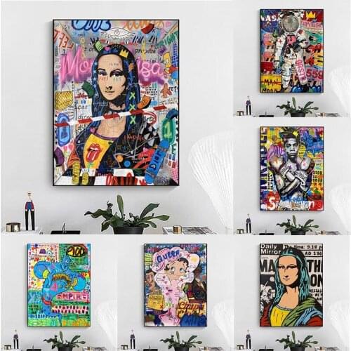 Street graffiti smiling beauty DIY diamond painting cross stitch 5D mosaic diamond embroidery flower diamond home decoration
