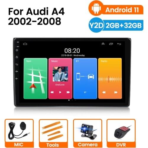2DIN car radio multimedia player for Audi A4 B6 S4 RS4 B7 SEAT Exeo Android 11 car GPS navigation head unit with DVR camera WIFI