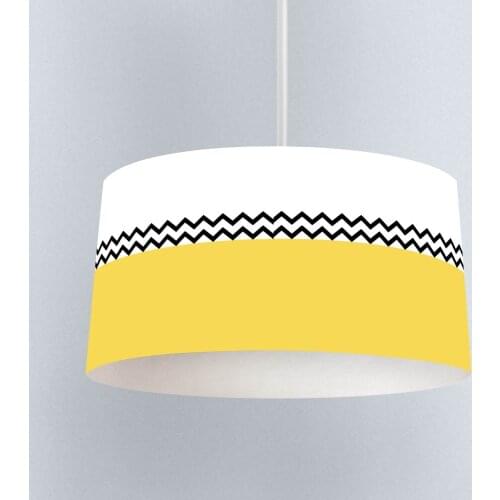 Zigzag White Mustard Boy Printing Patterned Kids Baby Room Bedroom Light Pendant Lamp Chandelier