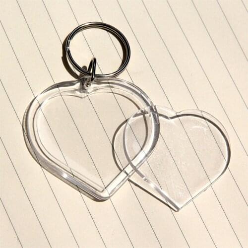 FREE SHIPPING BY DHL 600pcs/lot Novelty Heart Shaped Blank Acrylic Picture Frame Keychains DIY Plastic Photo Keychains