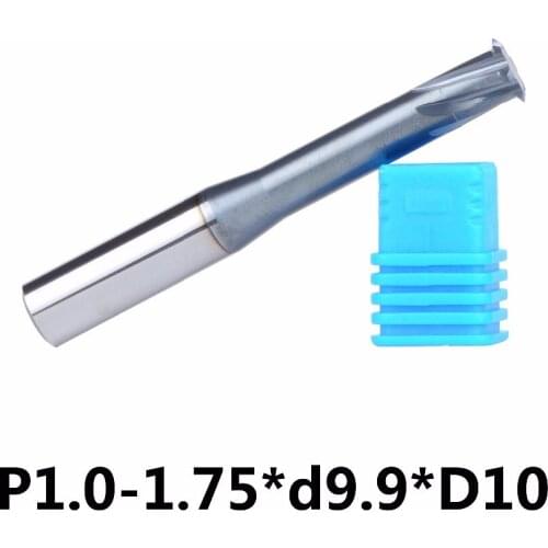 Free Shipping P1.0-1.75-d9.9-D10 alloy thread milling cutter 6-Flute alloy blade cutting Tools for metric P1.0-1.7mm pitch