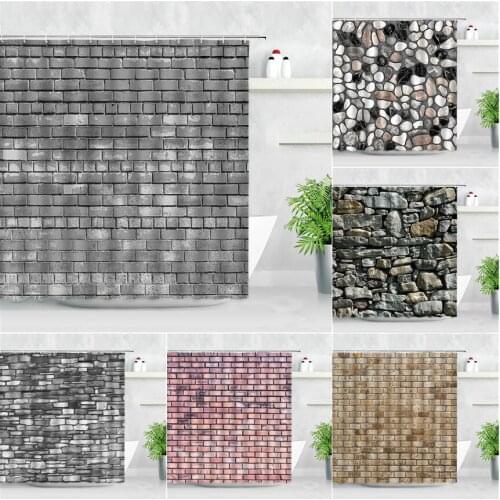 Seamless Brick Wall Shower Curtains Retro Vintage Stone Pattern 3D Printing Modern Waterproof Home Decor Bathroom Curtain Sets