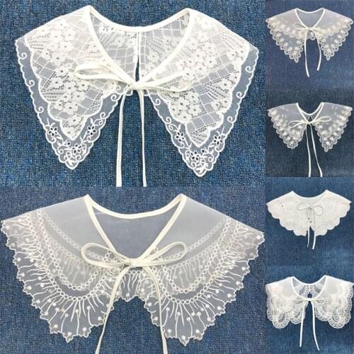 Black White Lace Fake Collar Blouse Detachable Collar For Women Clothes Accessories Vintage Ladies Shirt Collar stays detachable