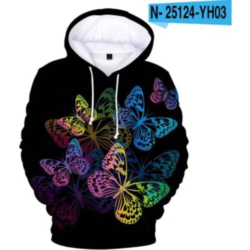 Childrens Hoodies New Oversized BUTTERFLY Hoodie For Men Women Warm Sweatshirt Cotton Butterfly Print Personality Kids Clothes