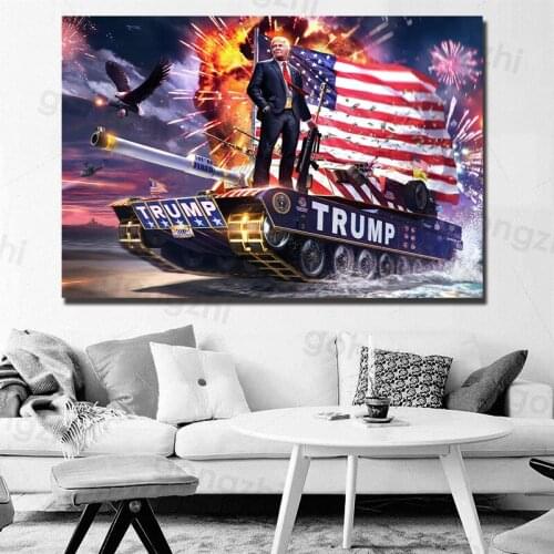 Donald Trump Canvas Painting Station Tank Creative Art Posters and Prints Home Decor Living Room Picture Wall Painting No Frame