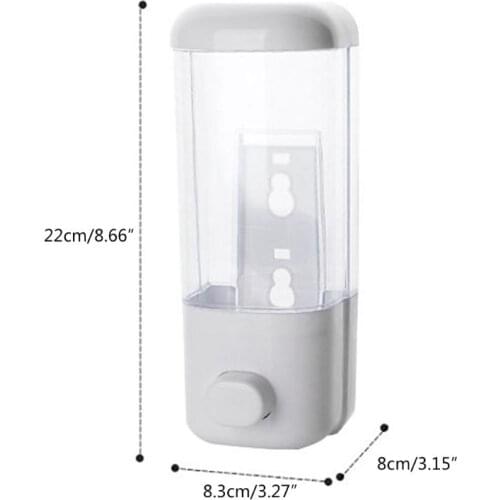 500ml Bathroom Soap Dispenser Wall Mounted Self-Adhesive Shampoo Container Hand Press Clear Liquid Lotion Single Slot Storage