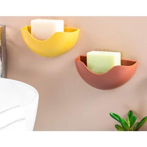 1 Pcs Practical Punch-free Drain Soap Box Sucker Soap Holder Bathroom Wall-mounted Organizer Storage Plastic Tray Container