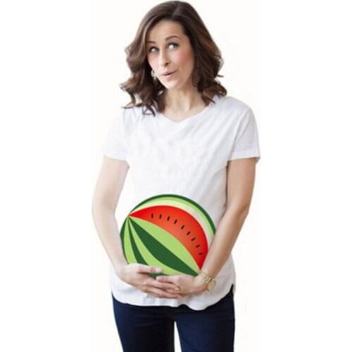 Cotton Fashion Pregnant Tops Maternity T-shirt Maternity Clothing Breastfeeding Clothes Watermelon Printing Pregnant Clothes