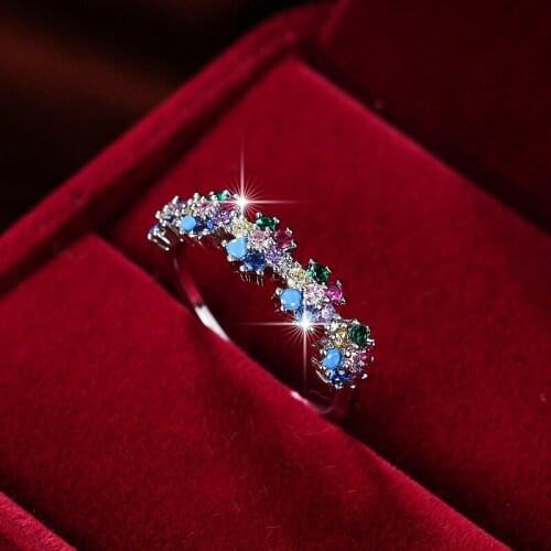 Exquisite Fashion Multicolor Zircon Stone Ring Wedding Party Rings Jewelry Promise Engagement Rings for Women