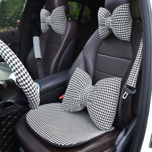 Fashion Women Car Headrest Neck Pillow Universal Waist Lumbar Support Anti-Slip Seats Covers Cushion Cute Girls Car Accessories