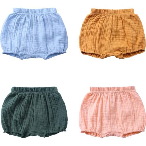 Fashion Shorts For Boy Solid Color Childrens Clothing Girls Shorts Cotton Linen Bread Baby Short Pants Newborn Clothes 1-4Years