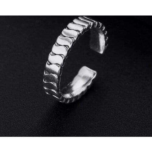 Trendy Vintage Wavy Shape Antique Silver Plated Punk Hiphop Rock Style Resizable Rings for Women Girl & Man Retro Party Jewelry